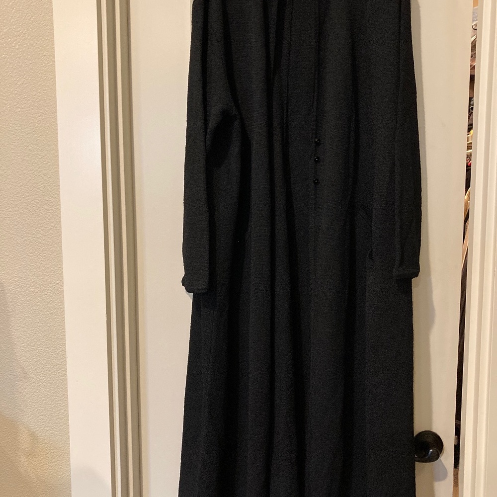 Beautiful, black knit duster/sweater coat